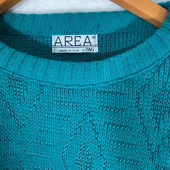 Vintage 80s teal diamond sweater - Picture 6 of 7